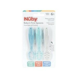 Nuby Baby's First Spoons 1-3 Stages 6mo+ Self Feeding Utensils 3ct BPA Free